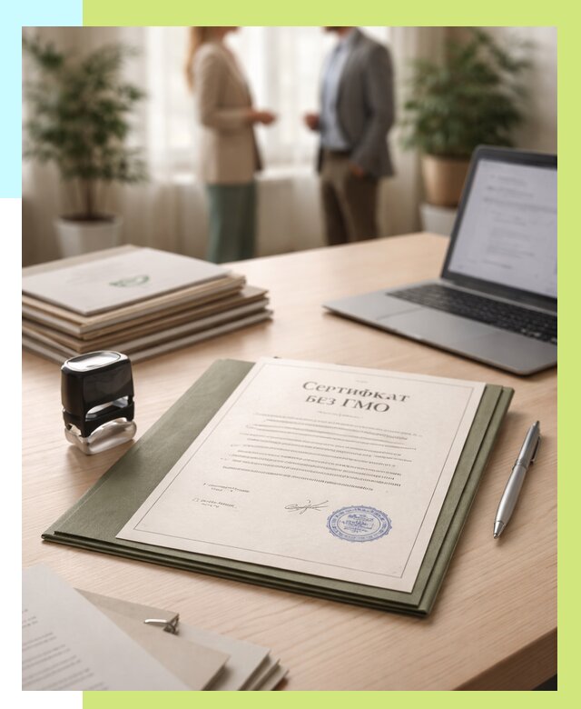 Сертификат без ГМО в Салавате от 8002 р. оформить срочно Алешин-Слв